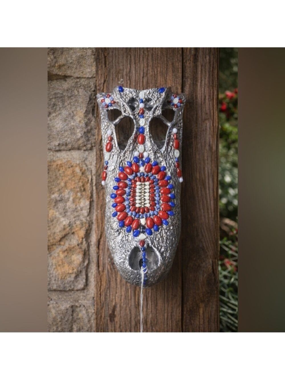 Large Genuine Alligator Upper Jaw Skull Hand Beaded Southern Folk Art Rare Decor